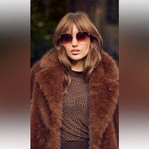 Brand New Luxurious Brown Faux Fur Coat